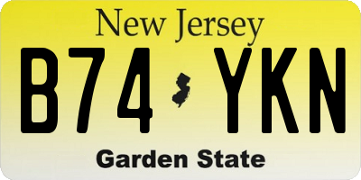 NJ license plate B74YKN