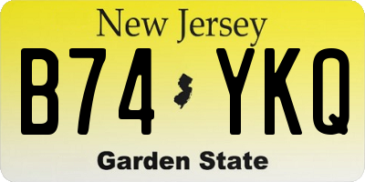 NJ license plate B74YKQ