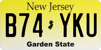 NJ license plate B74YKU