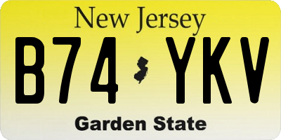 NJ license plate B74YKV