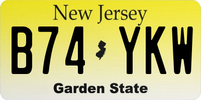 NJ license plate B74YKW