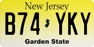 NJ license plate B74YKY