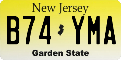 NJ license plate B74YMA