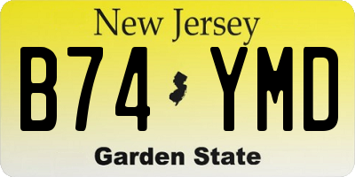 NJ license plate B74YMD