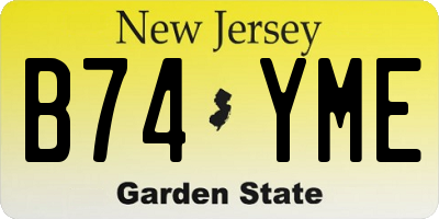 NJ license plate B74YME