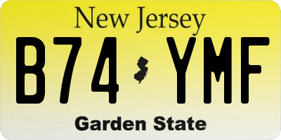 NJ license plate B74YMF
