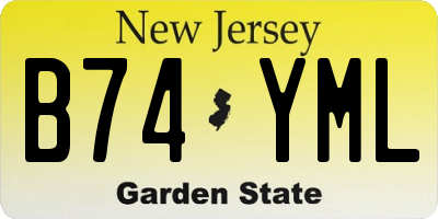 NJ license plate B74YML