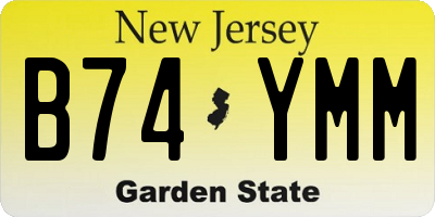 NJ license plate B74YMM