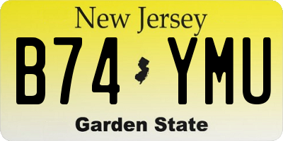 NJ license plate B74YMU