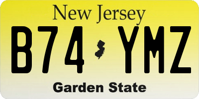 NJ license plate B74YMZ