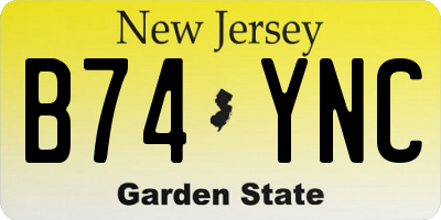NJ license plate B74YNC