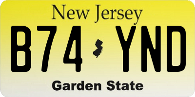 NJ license plate B74YND