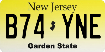 NJ license plate B74YNE