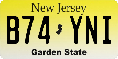 NJ license plate B74YNI