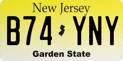 NJ license plate B74YNY