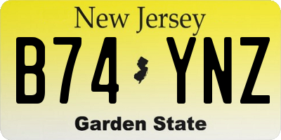 NJ license plate B74YNZ