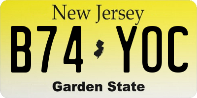 NJ license plate B74YOC