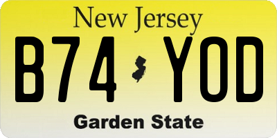 NJ license plate B74YOD