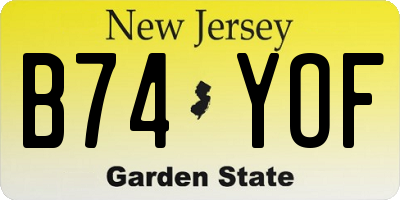 NJ license plate B74YOF
