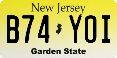 NJ license plate B74YOI