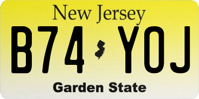 NJ license plate B74YOJ