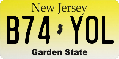 NJ license plate B74YOL