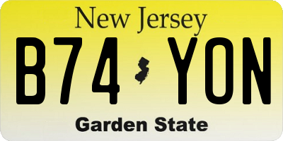 NJ license plate B74YON