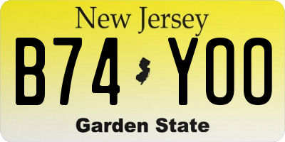 NJ license plate B74YOO