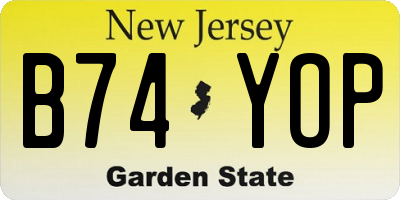 NJ license plate B74YOP