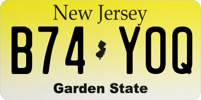 NJ license plate B74YOQ