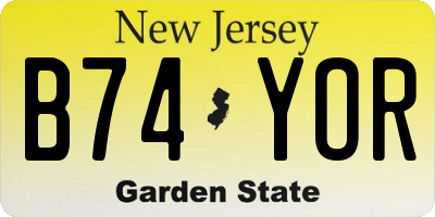 NJ license plate B74YOR