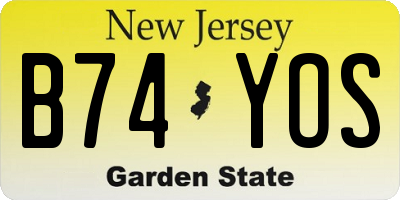 NJ license plate B74YOS