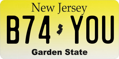 NJ license plate B74YOU