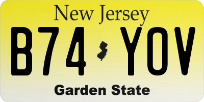NJ license plate B74YOV