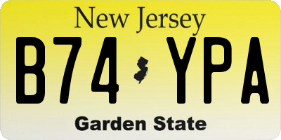 NJ license plate B74YPA
