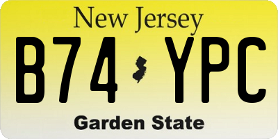 NJ license plate B74YPC