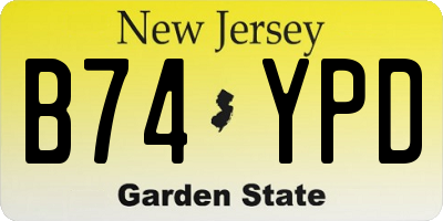 NJ license plate B74YPD
