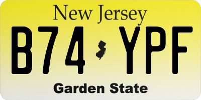 NJ license plate B74YPF