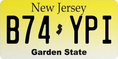 NJ license plate B74YPI