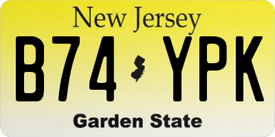 NJ license plate B74YPK