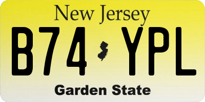 NJ license plate B74YPL