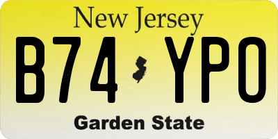 NJ license plate B74YPO
