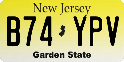 NJ license plate B74YPV