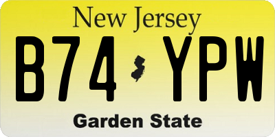 NJ license plate B74YPW