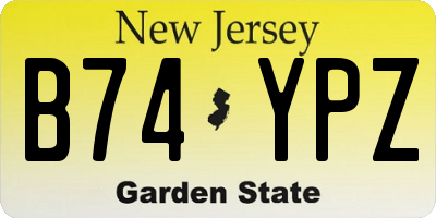 NJ license plate B74YPZ
