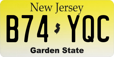 NJ license plate B74YQC