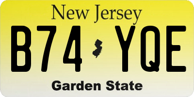 NJ license plate B74YQE