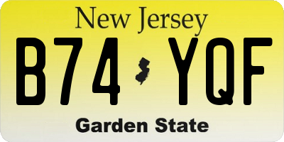 NJ license plate B74YQF
