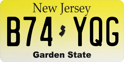 NJ license plate B74YQG