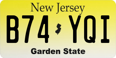 NJ license plate B74YQI